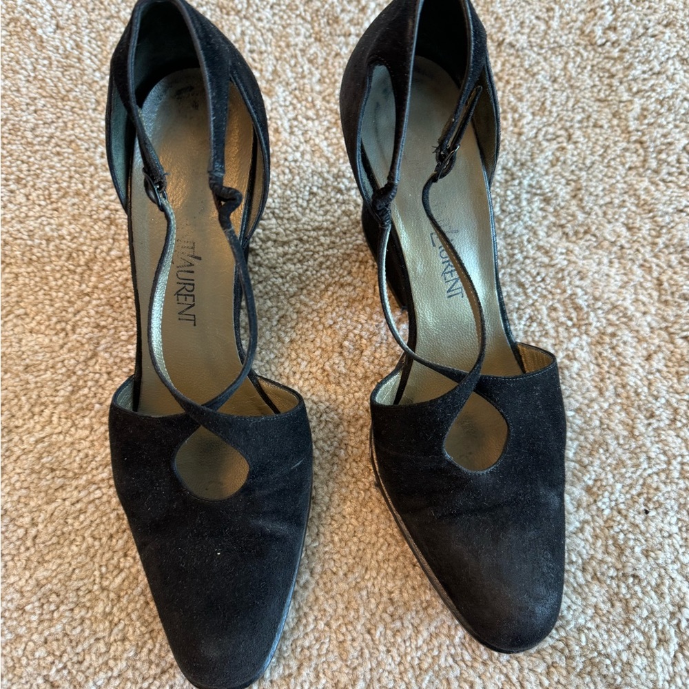 Saint Laurent vintage wedge heels Mary Jane style 7.5
